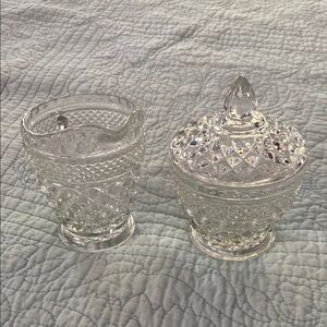 Vintage Anchor Hocking Wexford Crystal Cream and Sugar Set